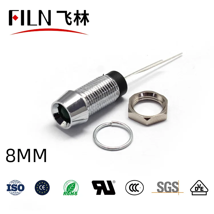 8mm 핀 커넥터 전원 작업등 - 방수형 메탈 LED 고휘도 신호등 12V 24V 110V 220V  [FILN-08]