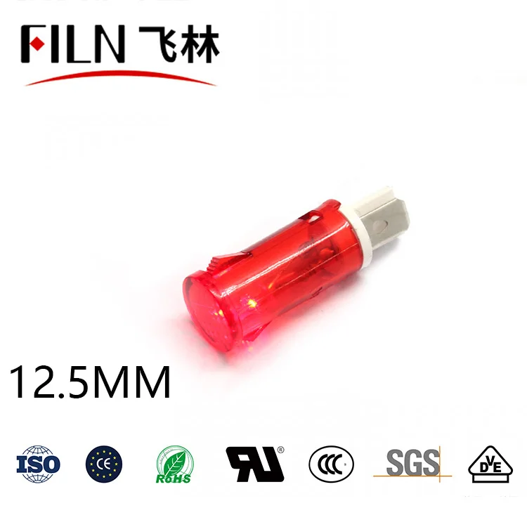 12.5mm 소형 플라스틱 전원 표시등 신호등 (12V-24V-220V 겸용 개구 직경 12.5mm) [FILN-35]