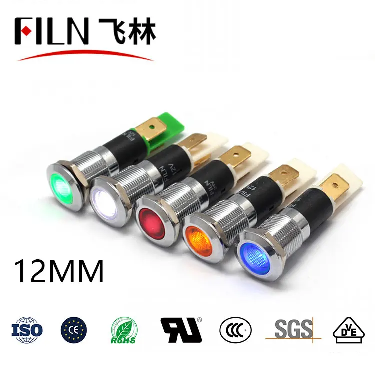 12mm 메탈 신호등 - 커피머신 온수기 전용 삽입형 발광 표시등 12V 24V 36V 110V 220V [FILN-10]