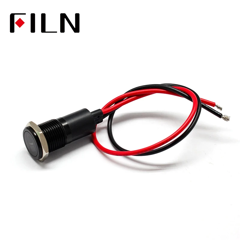 14mm LED 표시등 방수 신호등 12V 자동차 심볼 표시등 블랙 도금 [FILN-52]