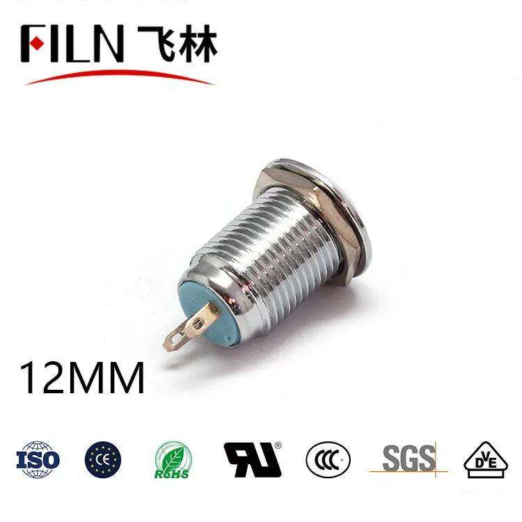 12mm 핀 타입 LED 메탈 표시등 - 고휘도 방수 소형 신호등 (장비 표시등)12V 24v 36V 110v 220v [FILN-31]