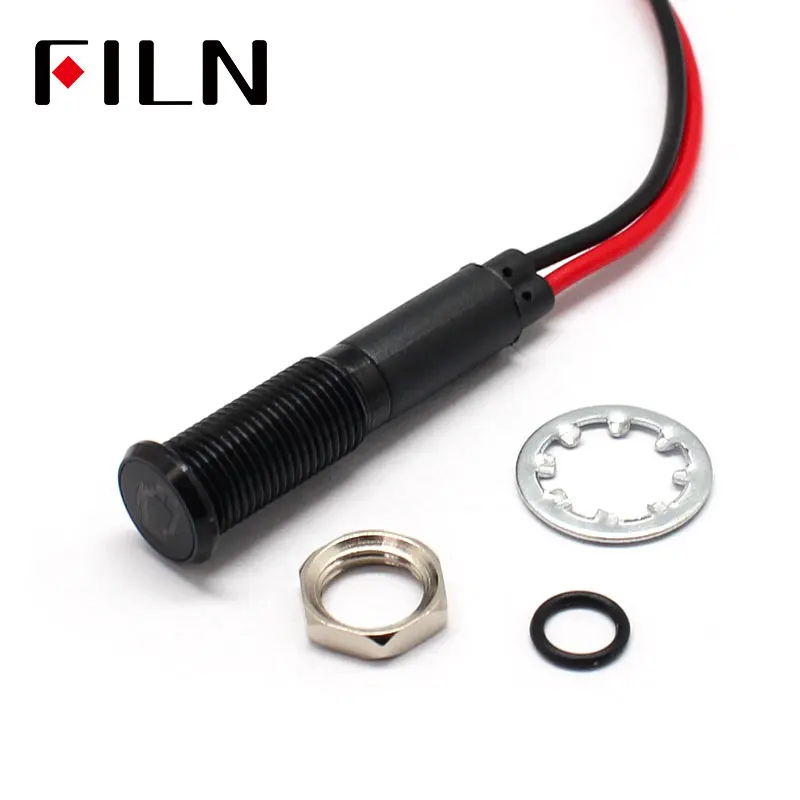 8mm 12V 방수 표시등 (커스텀 패턴 가능) 경고 계기판 신호등 블랙 하우징 [FILN-47]