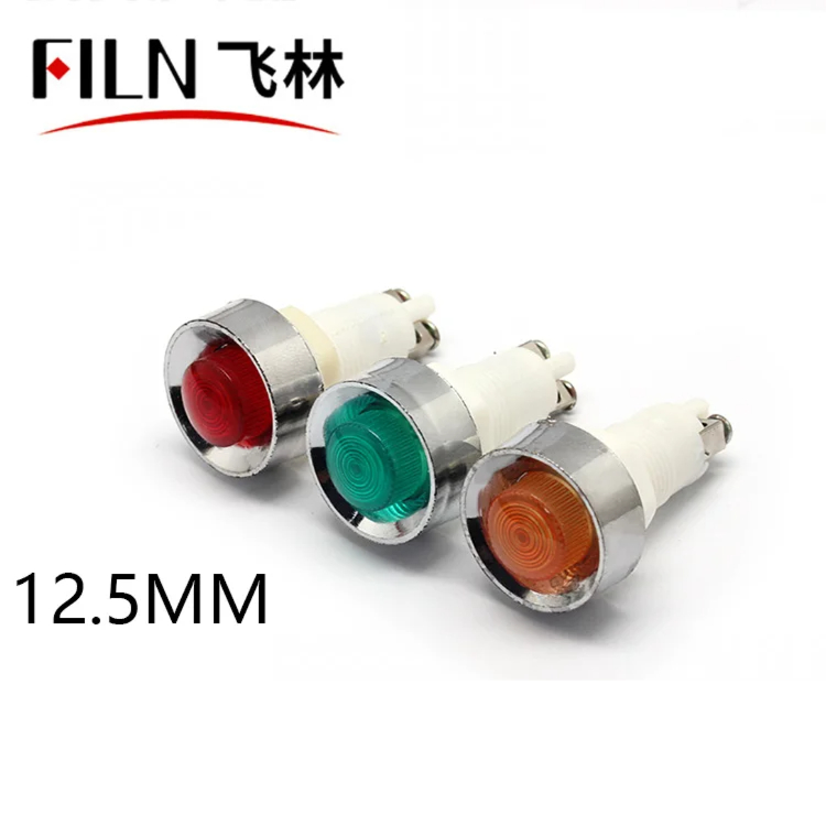 12.5mm 소형 표시등 신호등 (겸용 플라스틱 적황녹 3색 LED) 12v 24v 36v 110v 220v [FILN-34]