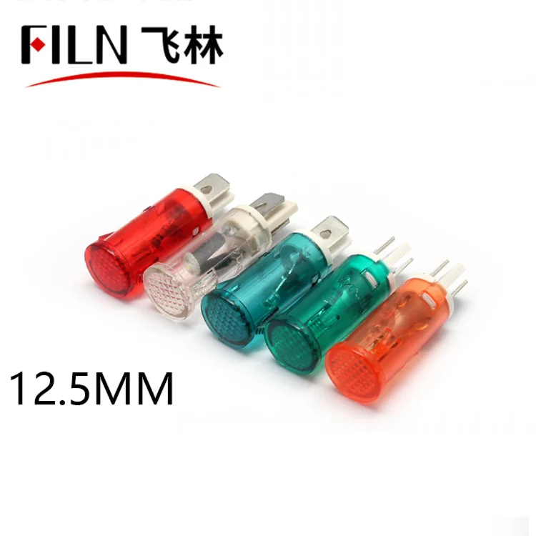 12.5mm 소형 플라스틱 전원 표시등 신호등 (12V-24V-220V 겸용 개구 직경 12.5mm) [FILN-35]