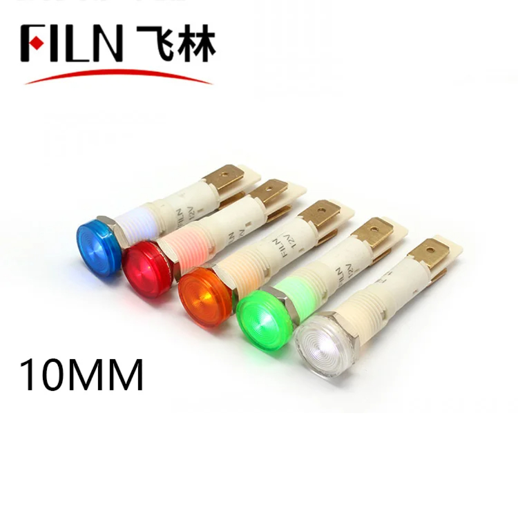 10mm 플랫 헤드 플라스틱 표시등 전원 콘센트 커피머신 전용 신호등 12V 24V 36V 110V 220V [FILN-36]