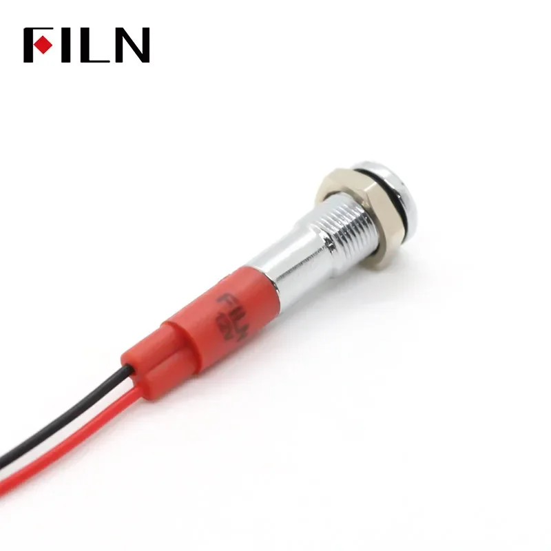 6mm 금속 신호등 - 소형 전원 작업등 (고휘도 LED 표시등) Red Yellow 12V [FILN-29]