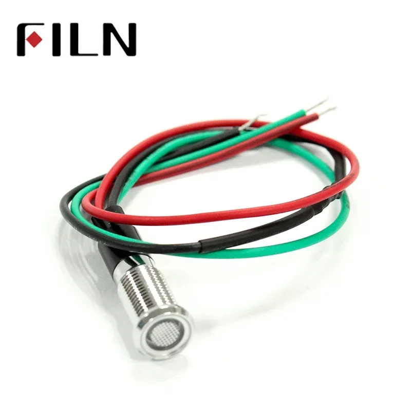 8mm 방수 메탈 LED 신호등 (와이어 연결형) - 전원 표시등 red and green 3V 6V 12V 24V 36V 48V 110V 120V 380V [FILN-14]