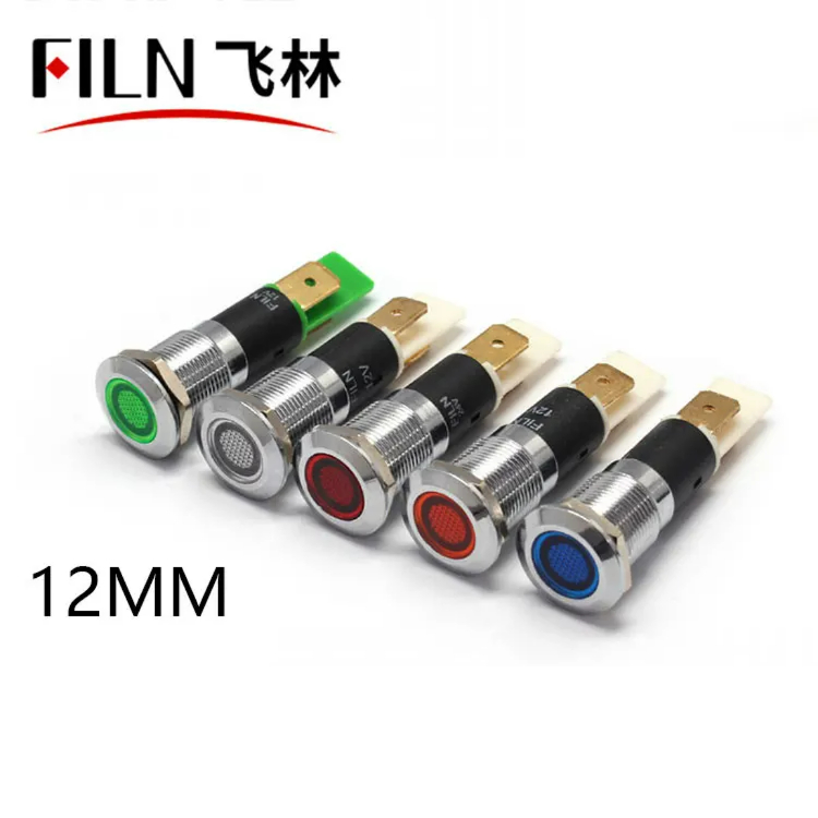 12mm 메탈 신호등 - 커피머신 온수기 전용 삽입형 발광 표시등 12V 24V 36V 110V 220V [FILN-10]