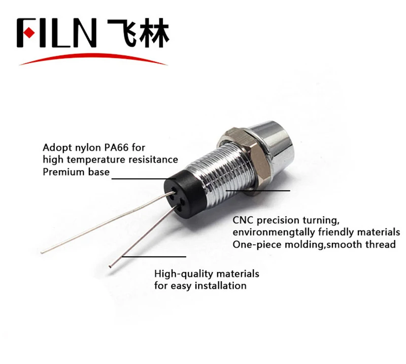 8mm 핀 커넥터 전원 작업등 - 방수형 메탈 LED 고휘도 신호등 12V 24V 110V 220V  [FILN-08]
