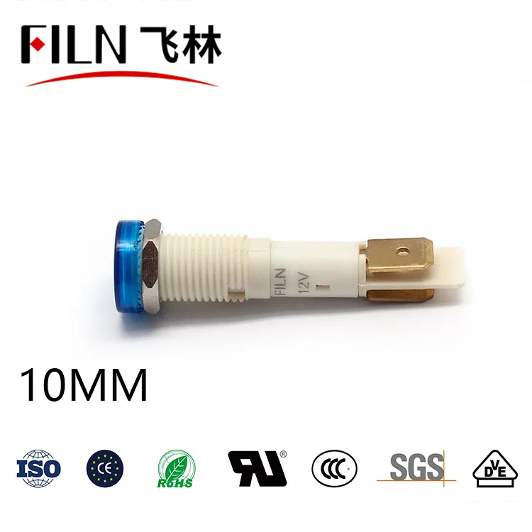 10mm 플랫 헤드 플라스틱 표시등 전원 콘센트 커피머신 전용 신호등 12V 24V 36V 110V 220V [FILN-36]