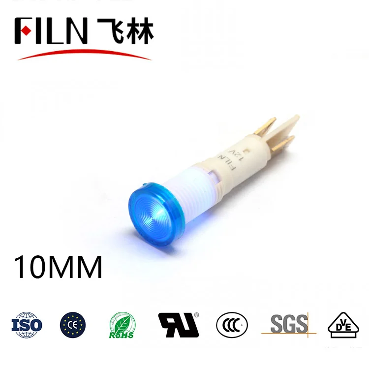10mm 플랫 헤드 플라스틱 표시등 전원 콘센트 커피머신 전용 신호등 12V 24V 36V 110V 220V [FILN-36]