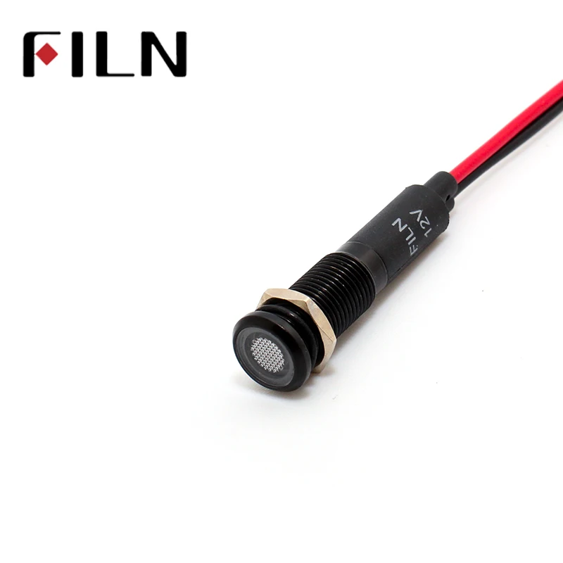 8mm 금속 LED 전원 표시등 상업용 주방플랫헤드 블랙 케이스 에너지 저장 신호등 UL 인증 12V 24V 110V 220V [FILN-40]