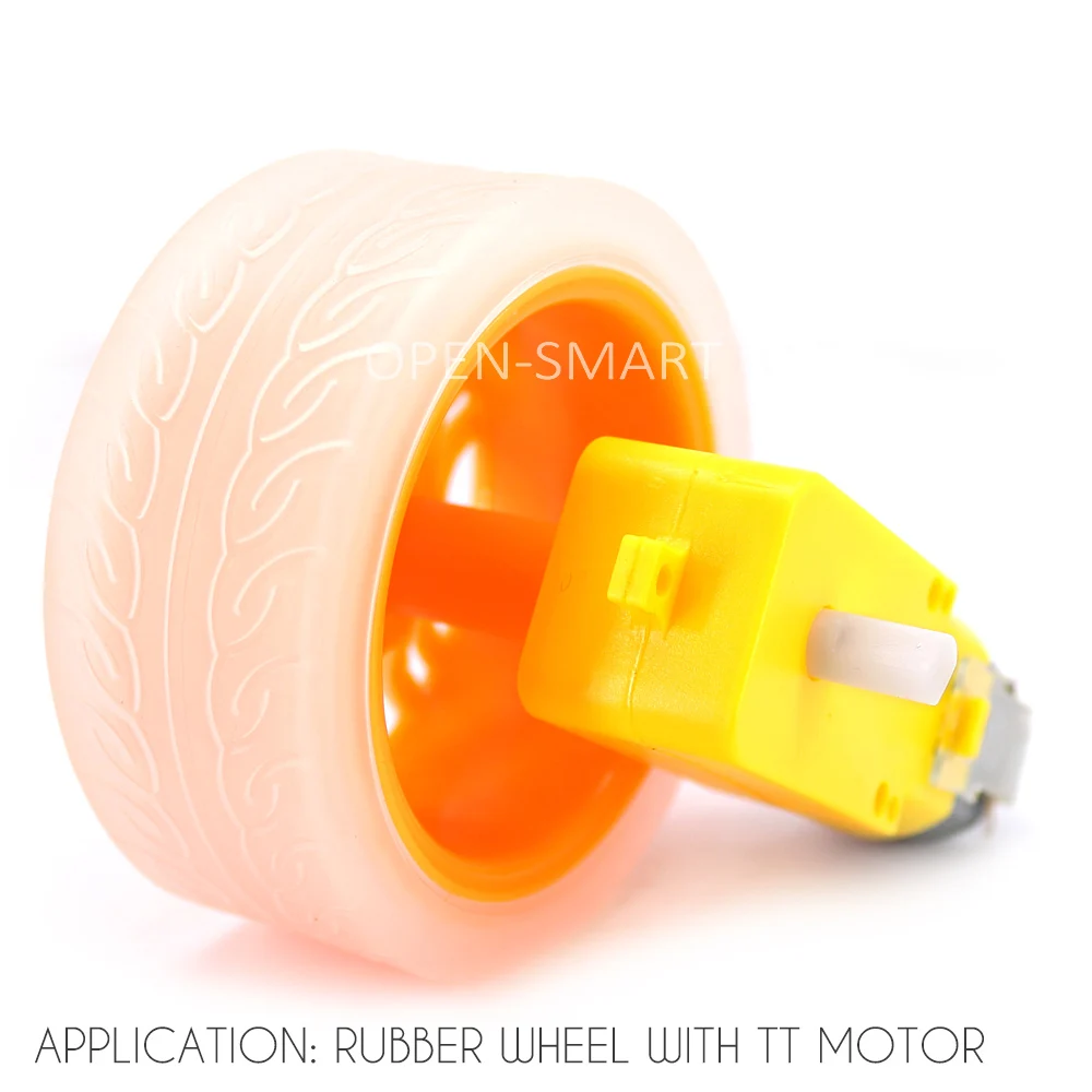 신형 스마트 카 DIY 호환 휠 (모형 고무 타이어 TT 모터용 65x27mm) white skin yellow [OPEN-SMART-109]