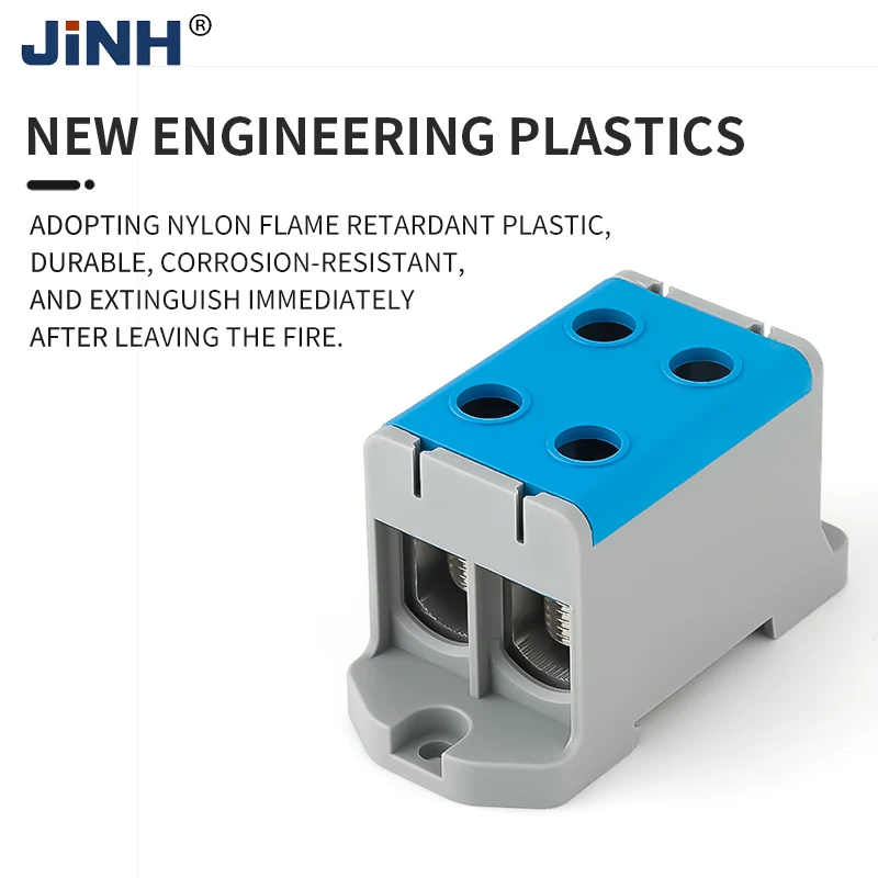 JHT5-150-PE JHT5-150-GY JHT5-150-BE 레일 장착형 알루미늄 전선 단자함 - 대전류 145A 지원 30-50mm² 90mm² 단자대 [JINH-13]