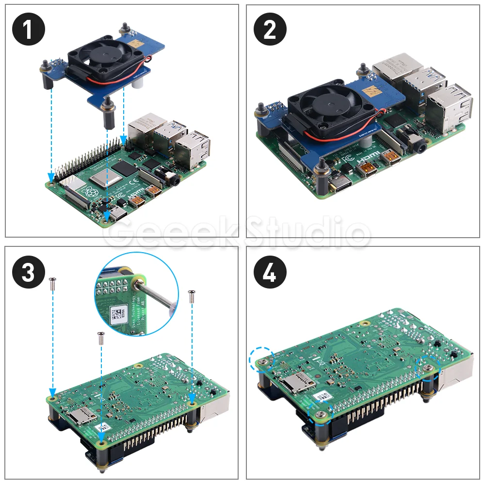 Raspberry Pi 4B 3B+ 이더넷 전원 공급 POE HAT 모듈용 [52PI-033]