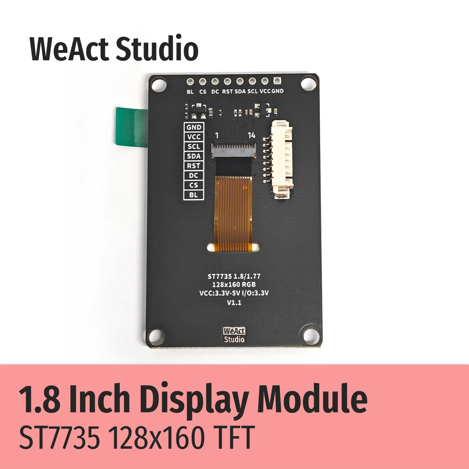 1.8 인치 TFT 디스플레이 풀 컬러 LCD 모듈 ST7735 드라이브 IC 고품질 [WeAct Studio-015]