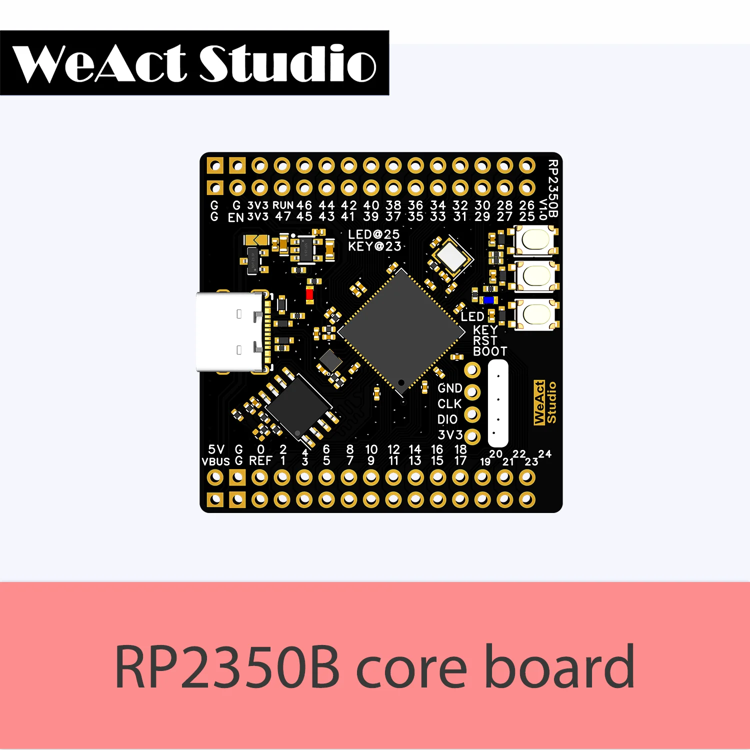 RP2350B 라즈베리 파이 RP2350B RISC-V Hazard3 520KByte SRAM 16MByte QSPI 플래시 48GPIO [WeAct Studio-001]