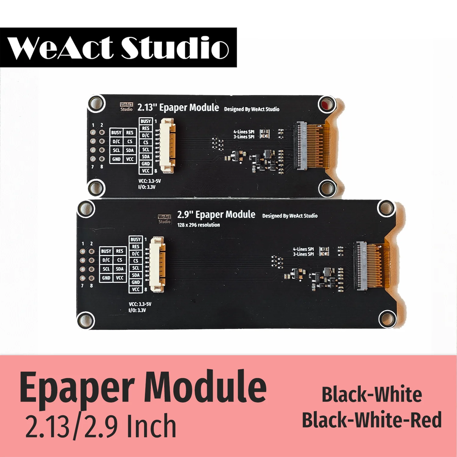 WeAct 2.13인치 흑백 적색 전자종이 모듈 (EPD 디스플레이 122x250 해상도) [WeAct-Studio-004]