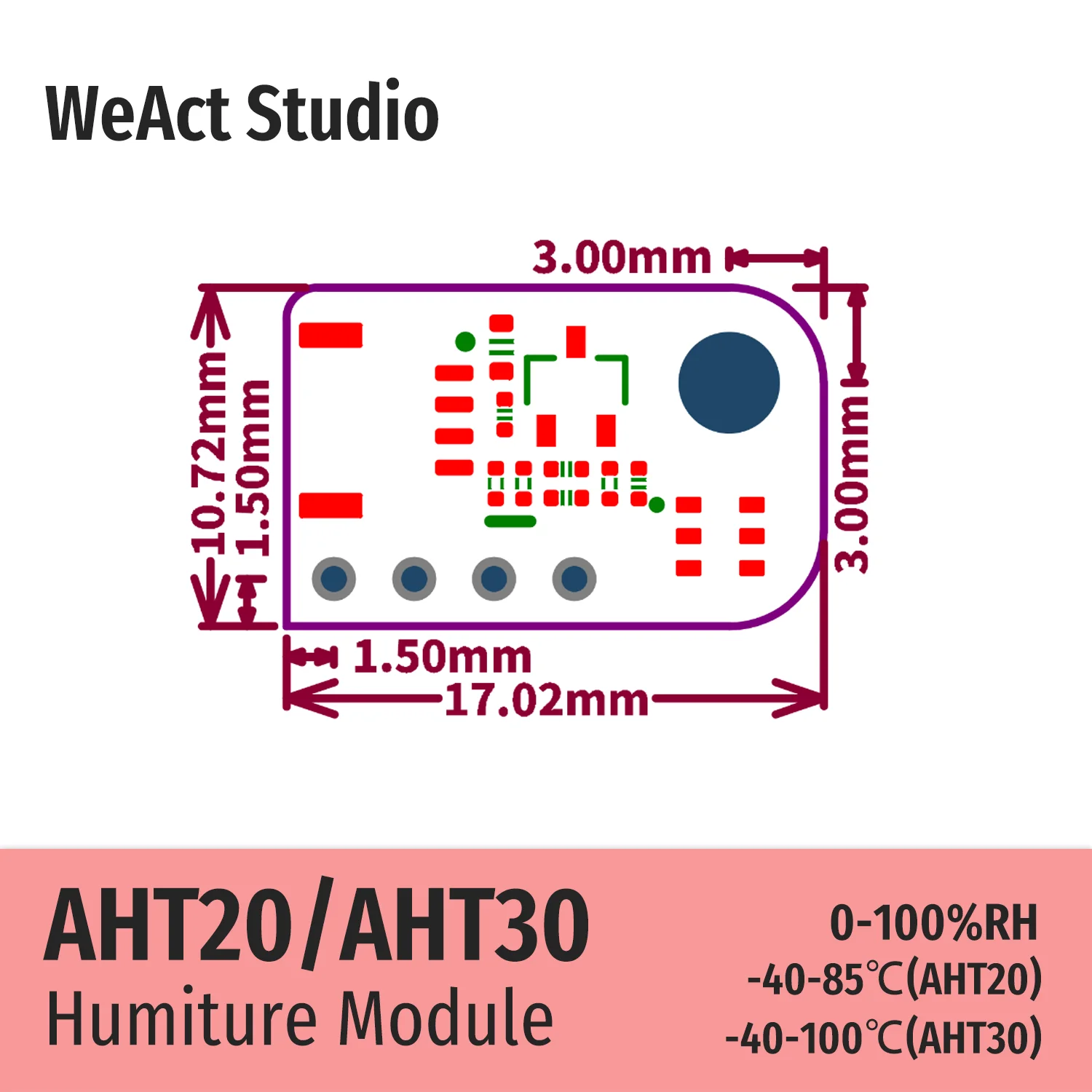 디지털 온도 및 습도 센서 AHT20-F AHT30 AHT20 모듈 미니 [WeAct Studio-050]