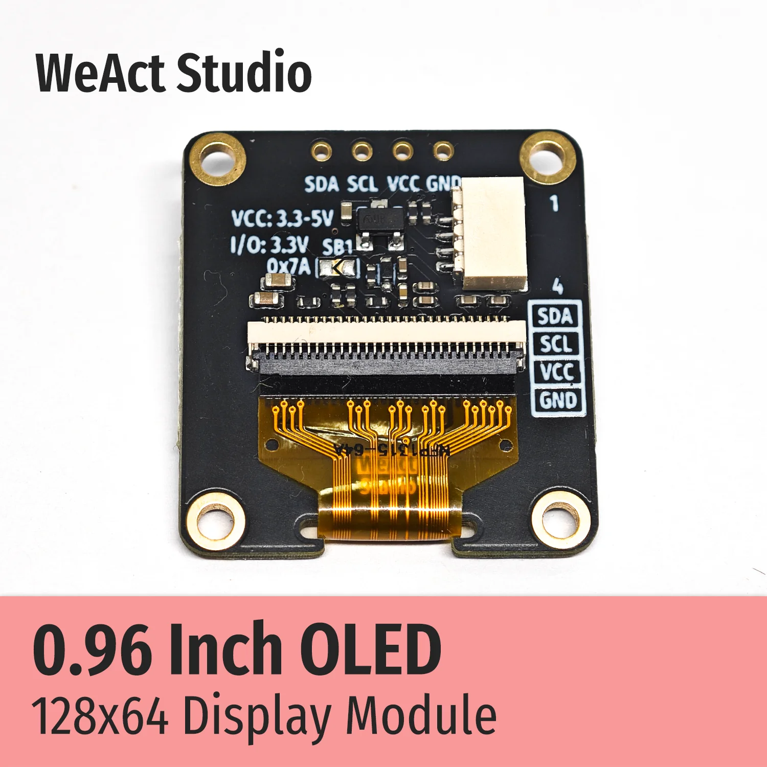0.96 인치 OLED IIC 디스플레이 모듈 128x64 I2C SSD [WeAct Studio-034]