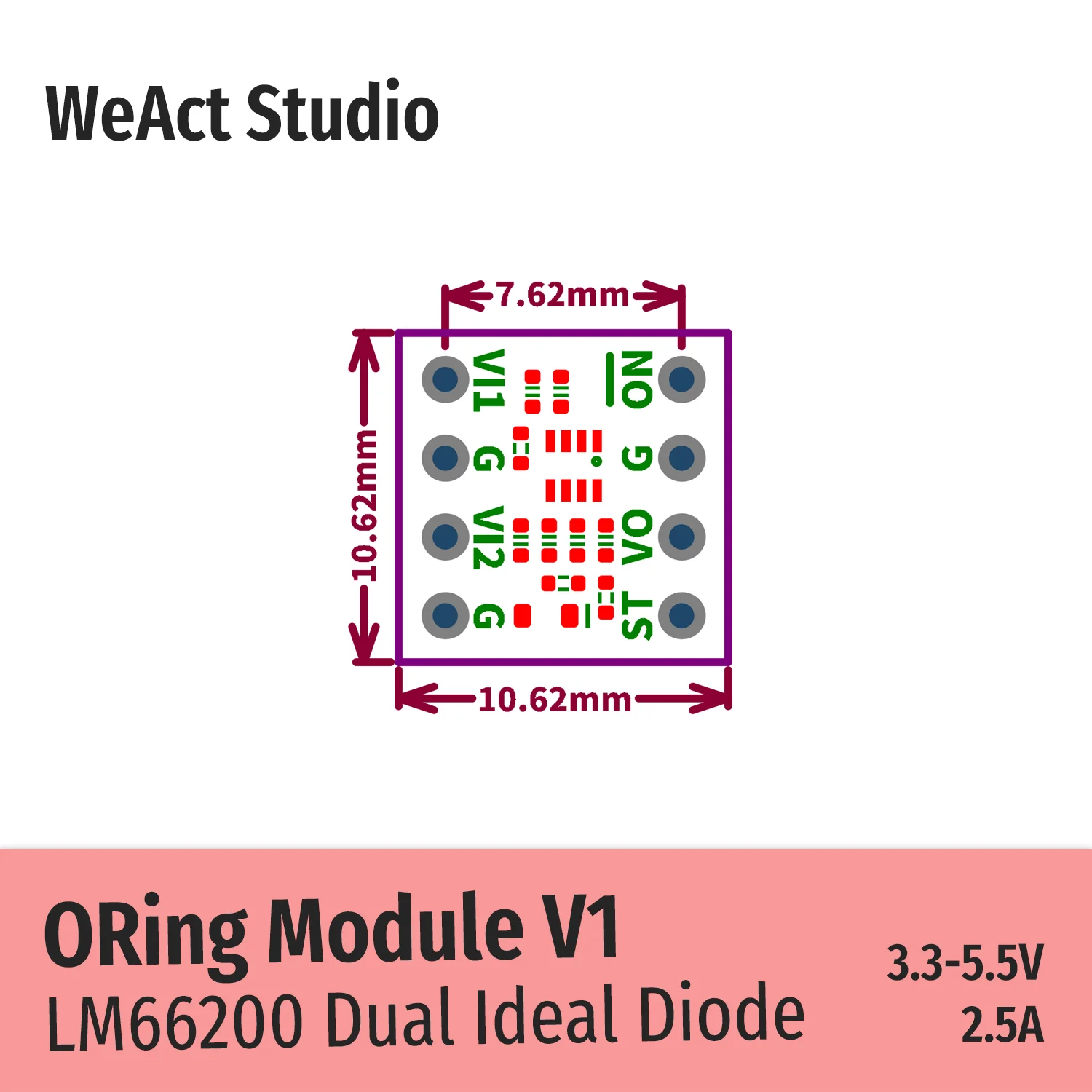 ORing 모듈 LM66200 자동 스위치오버 WeAct를 갖춘 듀얼 아이디얼 다이오드 [WeAct Studio-049]