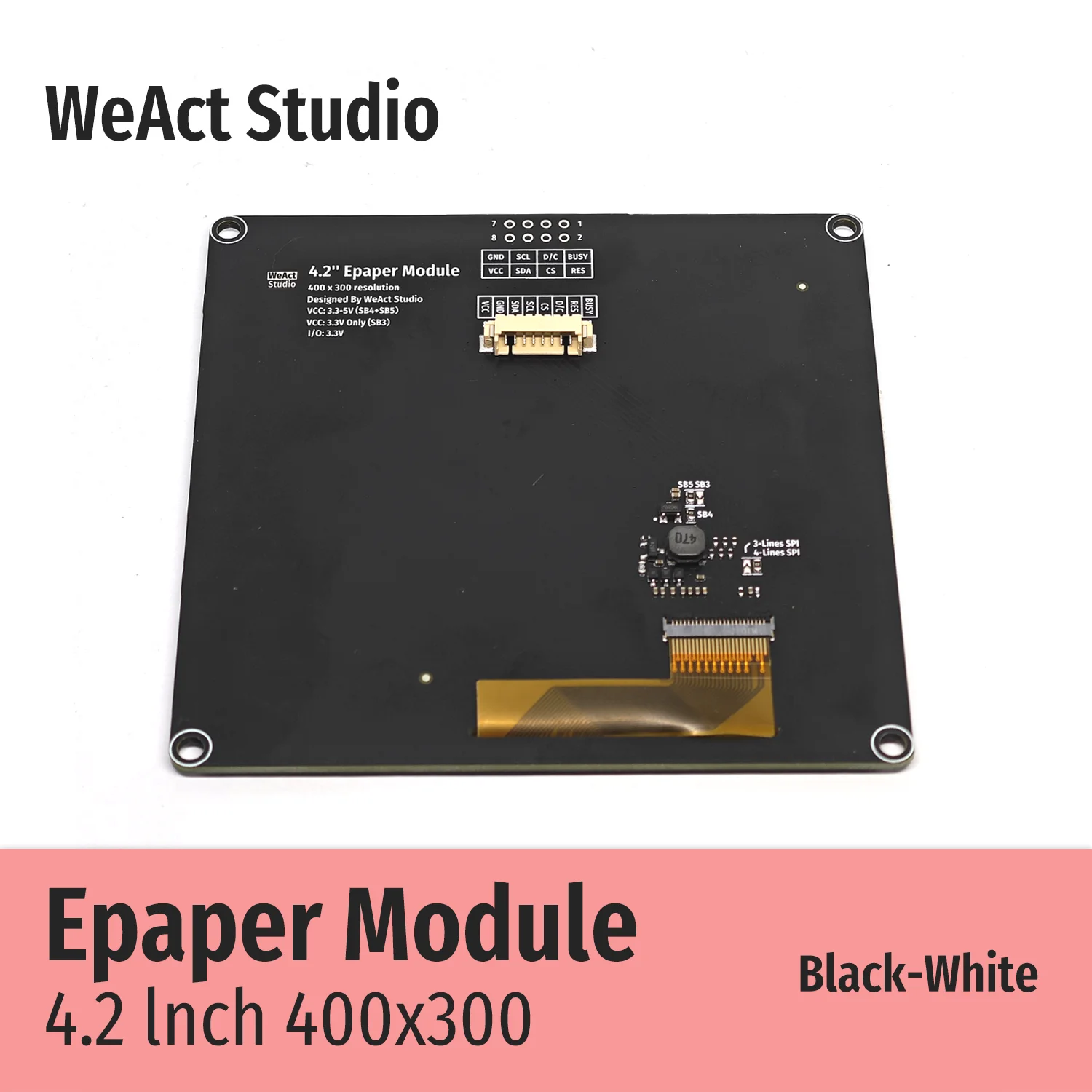 4.2인치 4.2인치 Epaper 모듈 전자종이 전자잉크 EInk 디스플레이 화면 SPI 흑백 [WeAct Studio-062]