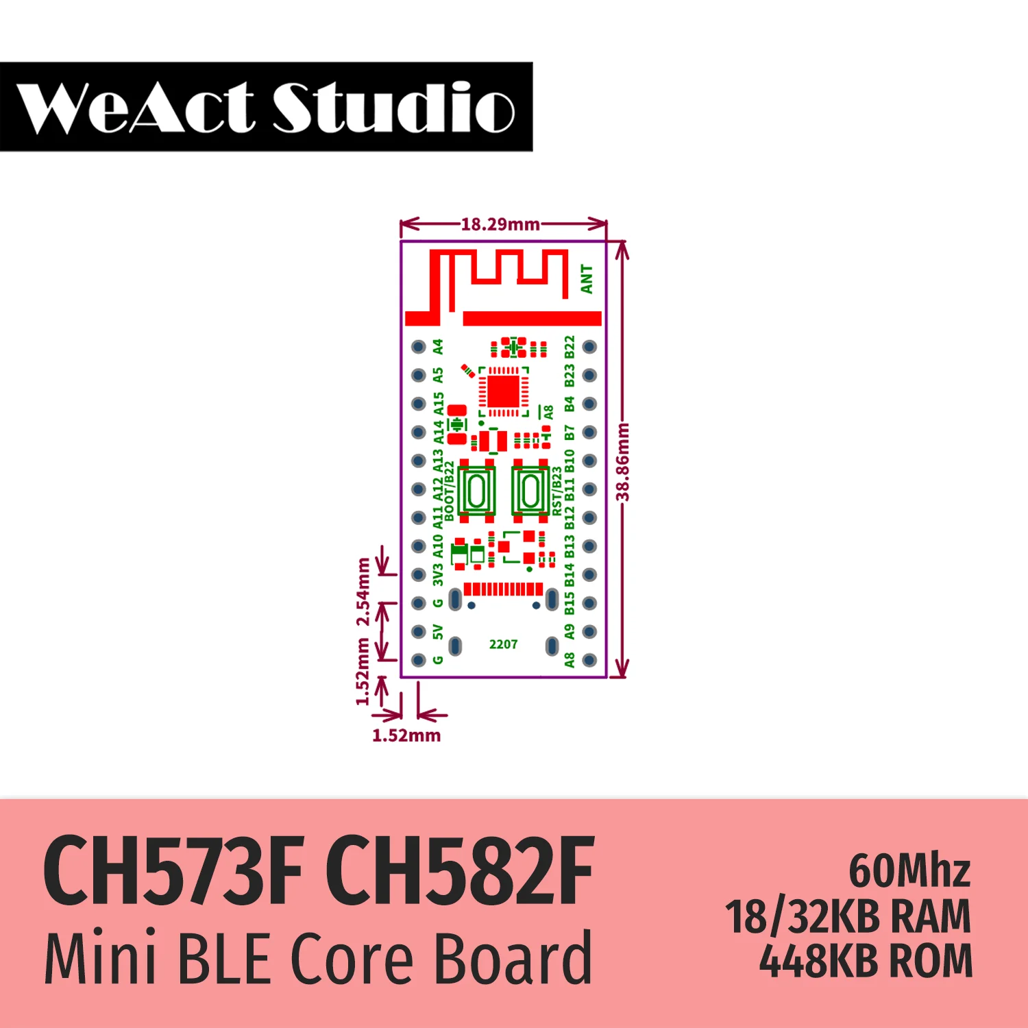 CH573F CH582F 코어 보드 WCH BLE 4.2 5.0 RISC-V [WeAct Studio-059]