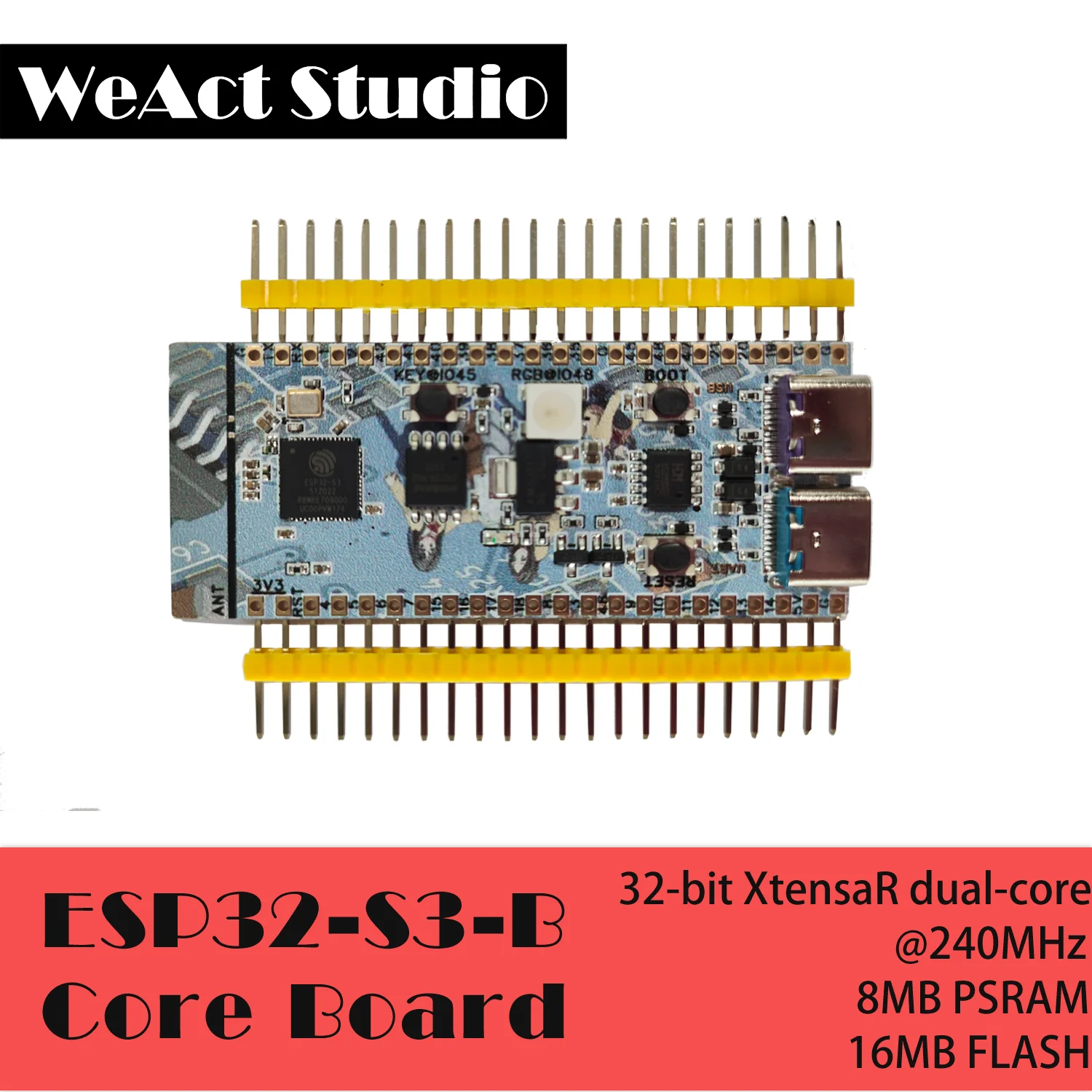ESP32-S3-N16R8 WiFi Bluetooth 호환 BLE 5.0 메시 개발 보드 ESP32S3 무선 모듈 Micropython [WeAct Studio-072]