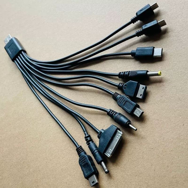USB 10-in-1 멀티 충전 케이블-스마트폰 만능 충전기 Type-C 파워 케이블 (원형 헤드 10합1)드 [ZBC007-002]