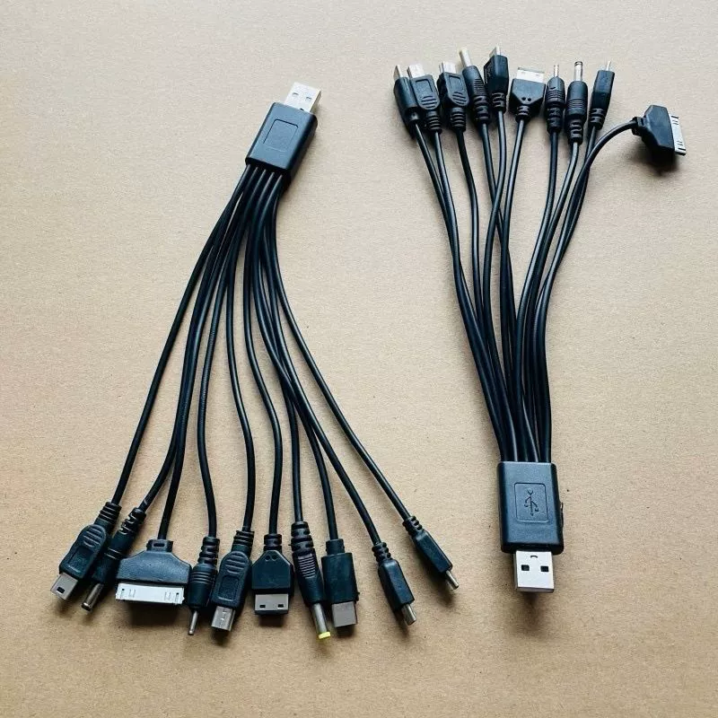 USB 10-in-1 멀티 충전 케이블-스마트폰 만능 충전기 Type-C 파워 케이블 (원형 헤드 10합1)드 [ZBC007-002]