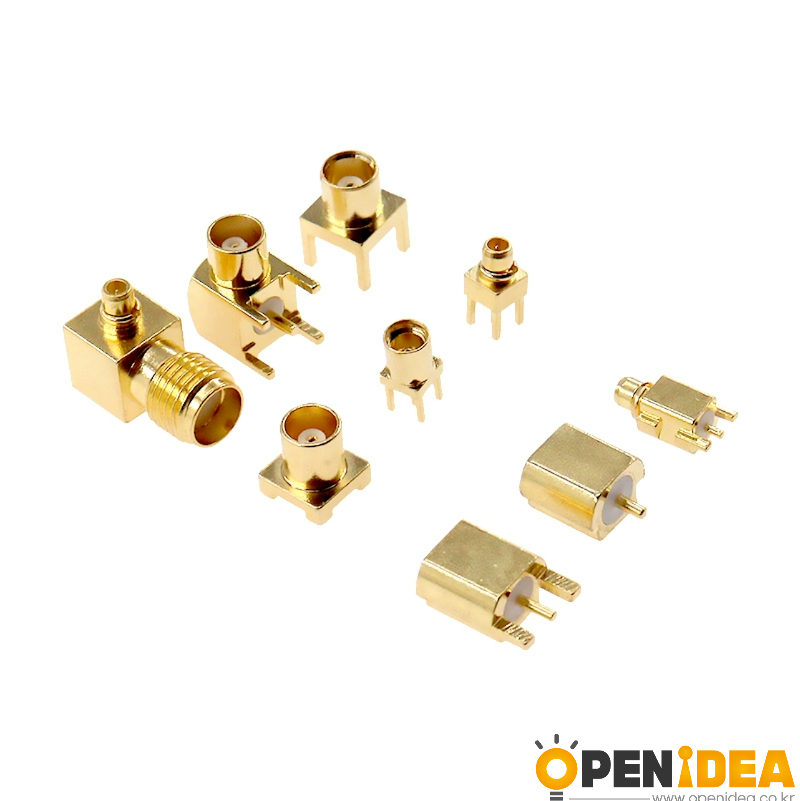 MCX-KE 소켓 PCB 납땜용 MCX-JE-KWE 암커넥터 4핀 곡각 직각형 MCX SMD 타입 [ZCM059-002]