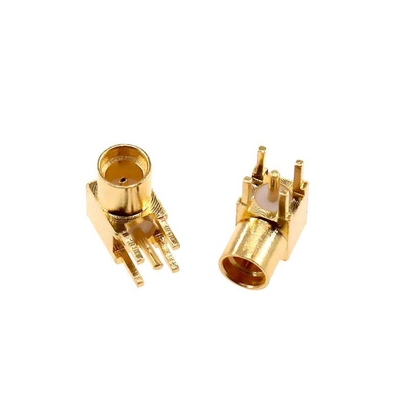 MCX-KE 소켓 PCB 납땜용 MCX-JE-KWE 암커넥터 4핀 곡각 직각형 MCX SMD 타입 [ZCM059-002]
