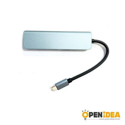 TYPE-C 5 in 1 멀티 컨버터 USB3.0 x3 분선기 HDMI 4K [OPEN-CD068-001]