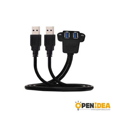 2 in 1 듀얼 1체형 USB 3.0 패널 마운트 데이터 연장 케이블 나사고정 0.6M [OPEN-BL024-024]