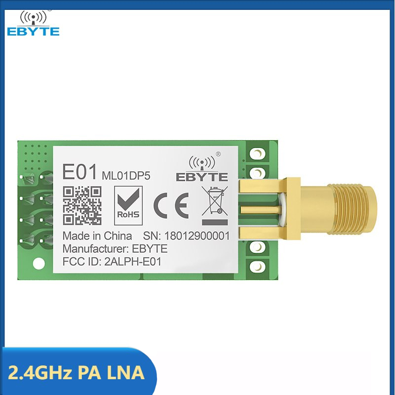 무선 모듈 SPI 안테나 SMA-K 송수신기 송신기 E01-ML01DP5 2.4GHz PA LNA 20dBm nRF24L01P [EBYTE-101]
