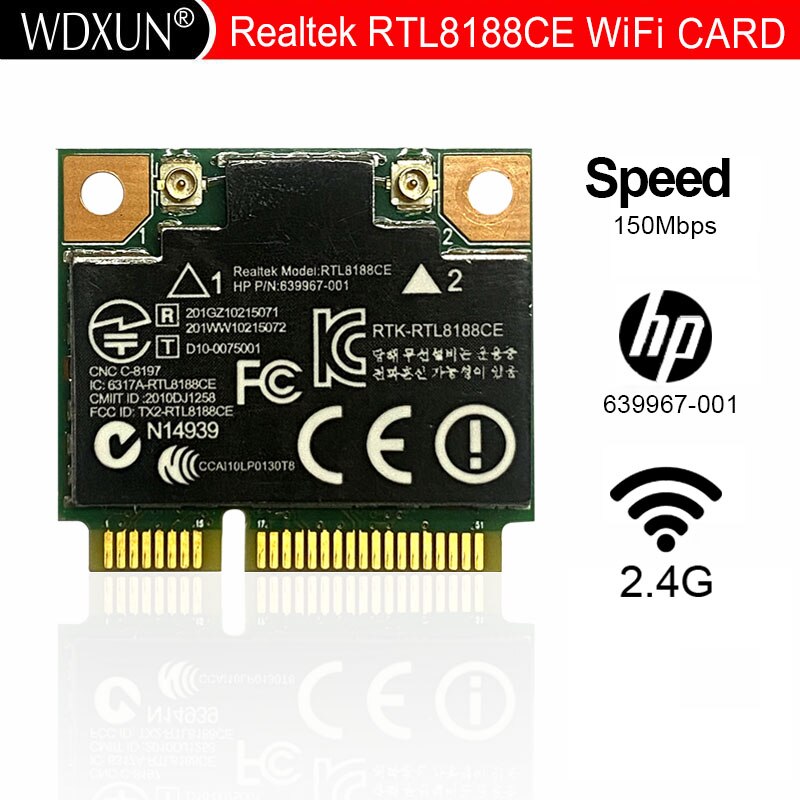 639967-001 용 Realtek RTL8188CE 무선-N WiFi 미니 PCI-E 카드 용 SSEA [ZTF110-68]