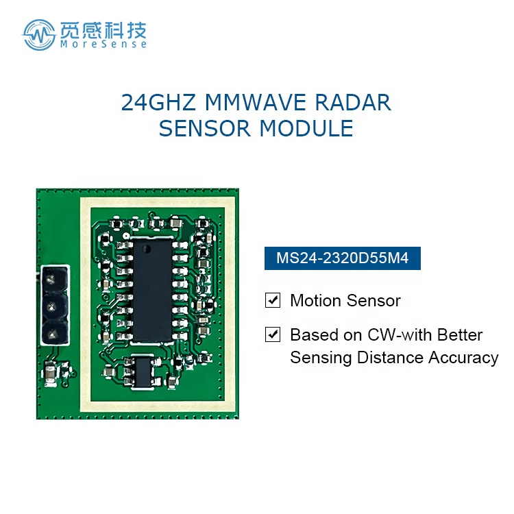MS24-2320D55M4 24GHz 레이더 모듈 개체 움직임 감지 CW 모드 더 정확한 감지 거리 모션 센서 [MoreSense-11]