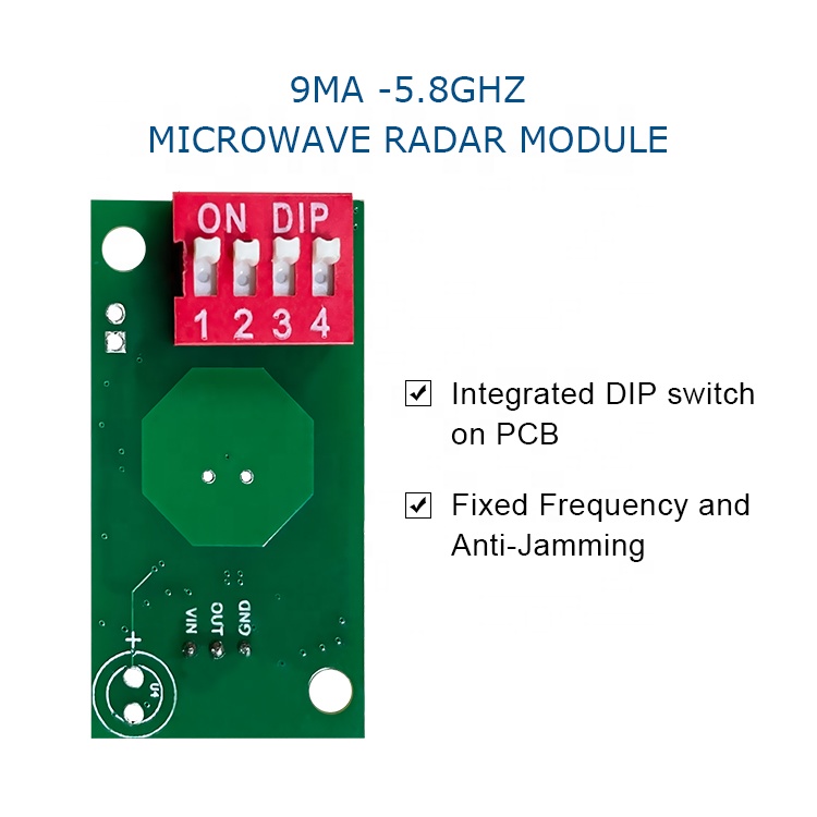 MS58-3820D9M4 마이크로 웨이브 센서 5.8Ghz mmRadar 모듈 DIP 스위치 마이크로 웨이브 레이더 모듈 이동 센서 [MoreSense-16]