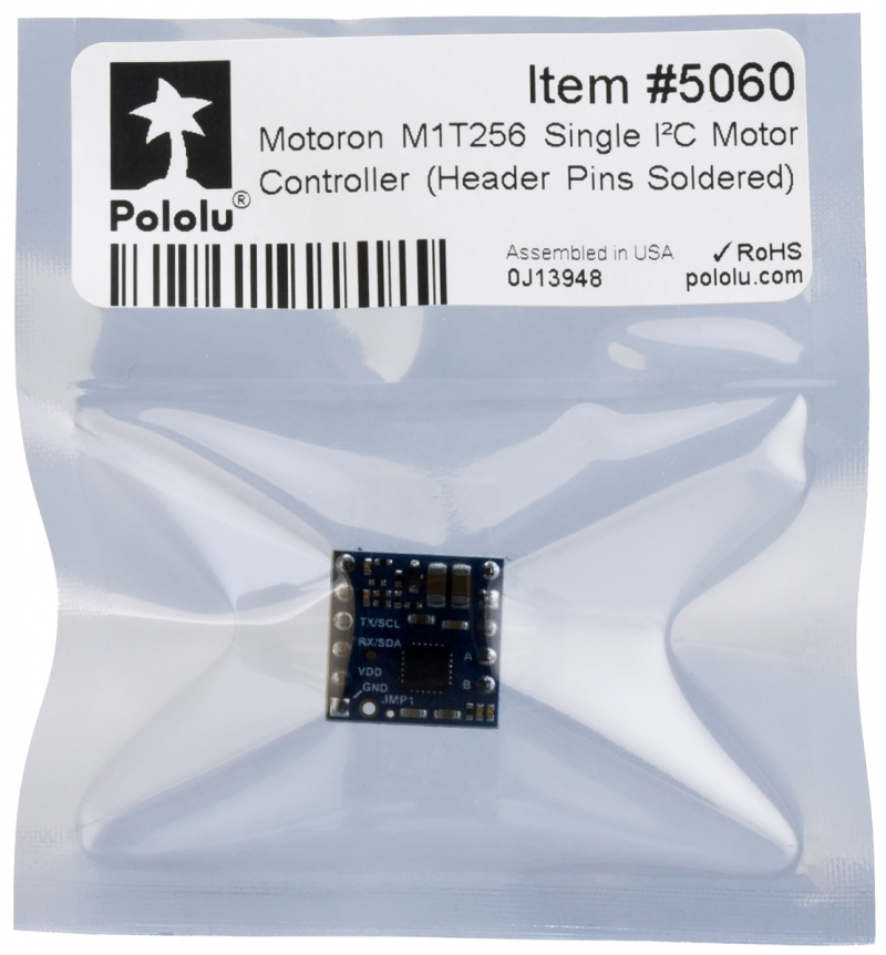 Motoron M1T256 - DRV8256P 4.5-48V 2.2A I2C 모터 컨트롤러 모듈 (핀 헤더 납땜) [PLLU-5060]