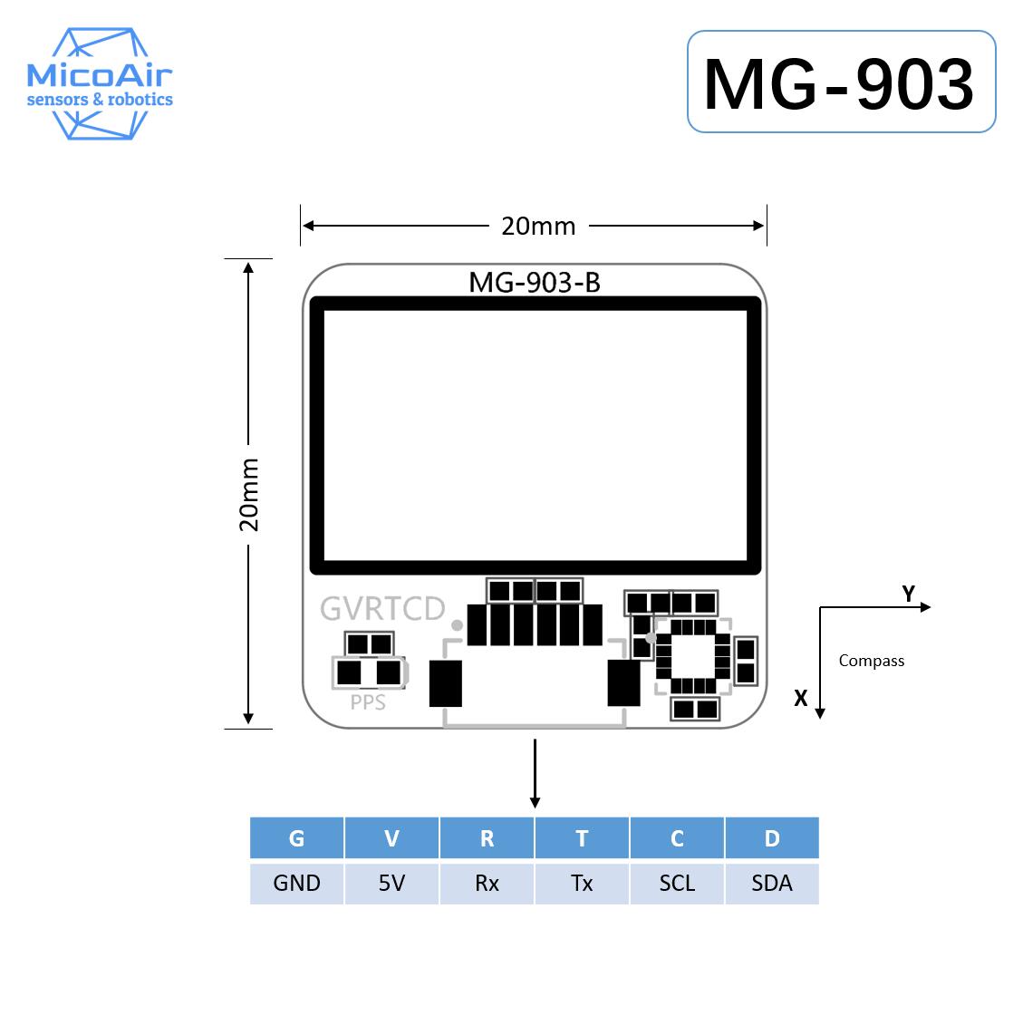 M9 소형 GPS 모듈 나침반 MG-903 트리플-쿼드모드 아미급 드론 GPS [MicoAir-05]