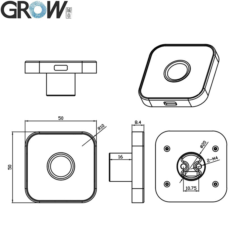 자라다 KS200+R502AW 원형 반지 표시등 전기 용량 지문 접근 제한 널 [GROW-46]