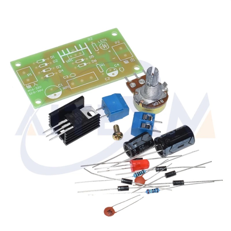 LM317 조정 가능한 전원 공급 장치 키트 연속 조정 가능한 DC 전원 공급 장치 DIY 교육 교육 부품 PCB 보드 전자 키트 [DIY-22]