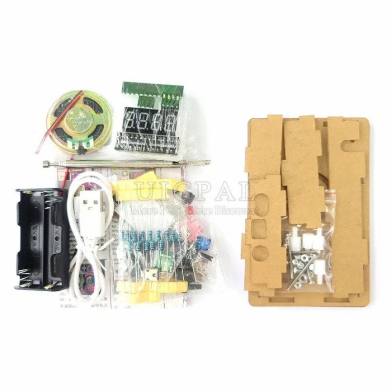 DIY FM 라디오 전자 키트 조정 가능한 주파수 PCB 납땜 프로젝트 연습 납땜 어셈블리 RDA5807S 87-108MHz 이중 전원 [DIY-28]
