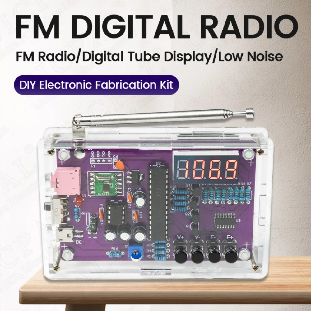 DIY FM 라디오 전자 키트 조정 가능한 주파수 PCB 납땜 프로젝트 연습 납땜 어셈블리 RDA5807S 87-108MHz 이중 전원 [DIY-28]