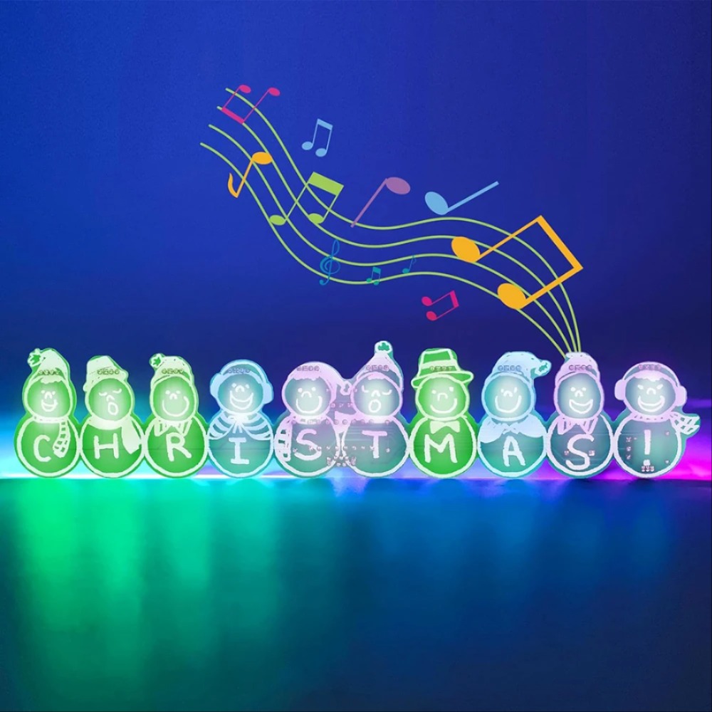 DIY 크리스마스 눈사람 전자 키트 RGB 풀 컬러 LED 깜박이 조명 납땜 프로젝트 연습 초보자 학교 학생용 [DIY-65]
