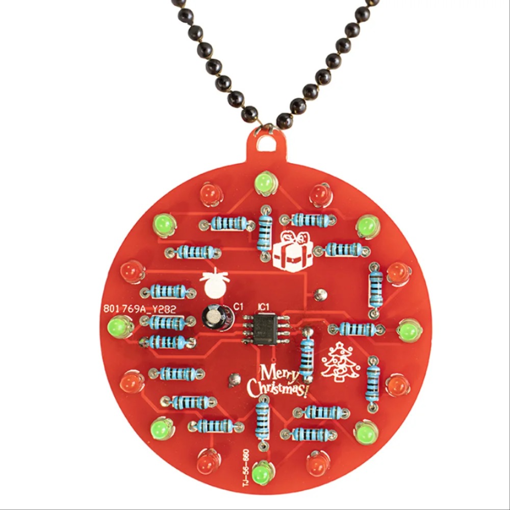 LED 크리스마스 트리 장식 PCB 회로 장식 납땜 키트 빨간색 녹색 LED 깜박이 NE555 깜박이 조명 펜던트 DIY 키트 [DIY-79]