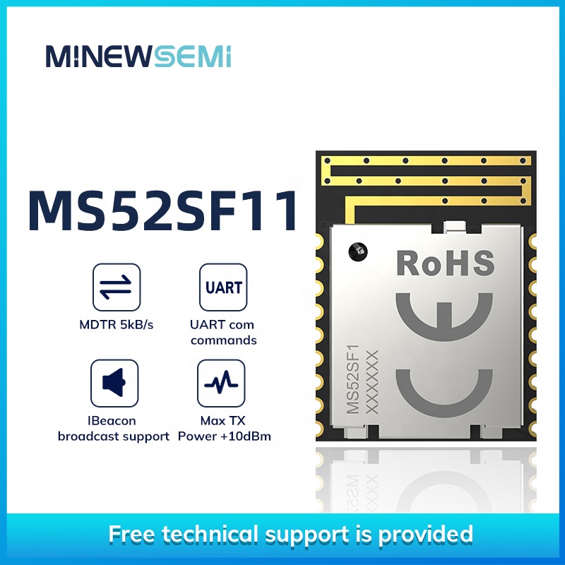 소형 Telink TLSR8208 MS52SF1 노예 UART 블루투스 5.0 단위 [Minewsemi-69]