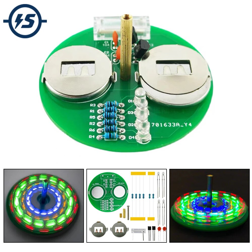 LED 회전 자이로 DIY 전자 키트 깜박이는 빛 랜턴 로터리 인라인 부품 납땜 프로젝트 연습 세트 재미있는 선물 [DIY-95]