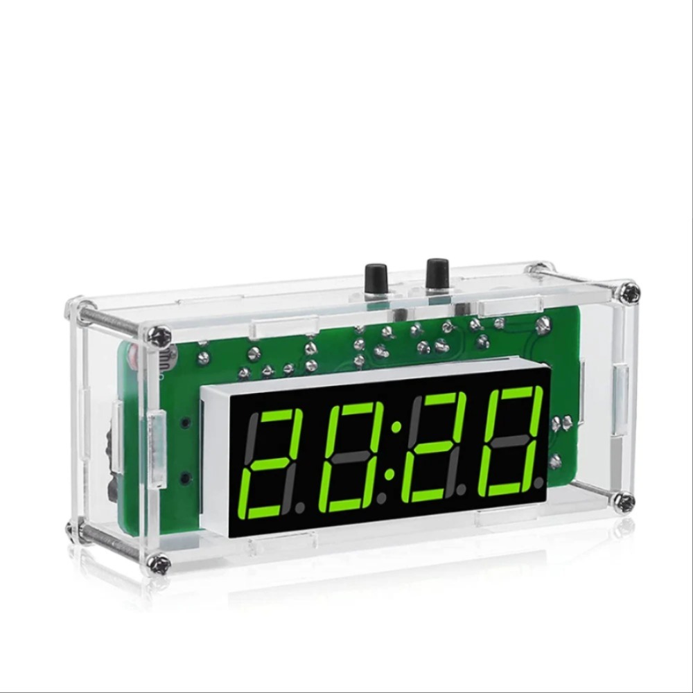 DIY 전자 시계 키트 LED 디스플레이 C51 마이크로컨트롤러 키트 디지털 시계 시간 조명 제어 온도 측정기 녹색 청색 적색 [DIY-100]