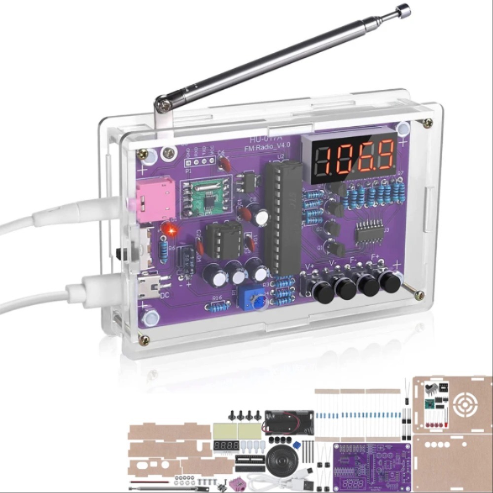 FM 라디오 DIY 전자 키트 RDA5807 라디오 수신기 87MHz-108MHz 주파수 변조 디지털 튜브 디스플레이 이중 전원 공급 장치 [DIY-185]
